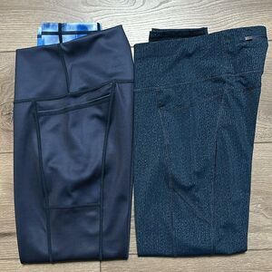Two Sweaty Betty High Rise Blue Leggings Zero Gravity Super‎ Sculpt 7/8 Size S